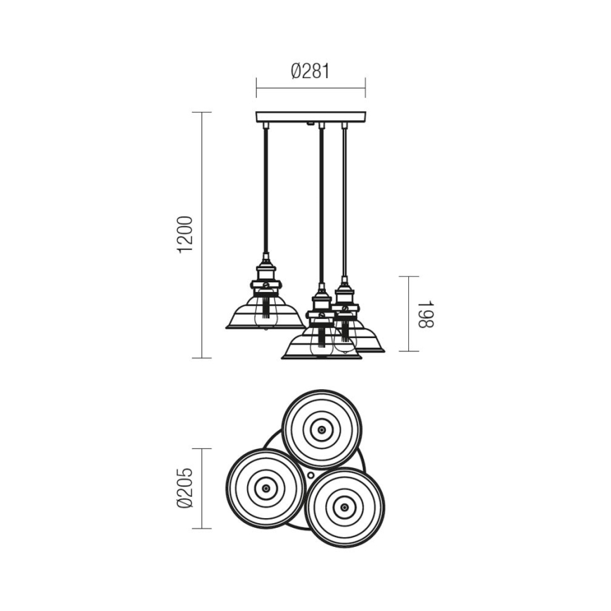 Redo 01-1004 - Suspension avec fil SAVILLE 3xE27/42W/230V