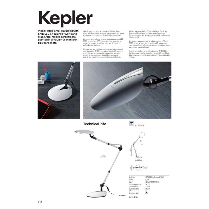 Redo 01-1036 - Lampe de table LED KEPLER VEIOZA LED/6.5W/230V