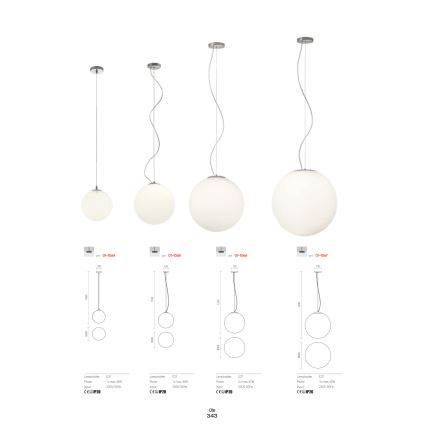 Redo 01-1065 - Suspension filaire OLA 1xE27/42W/230V d. 30 cm