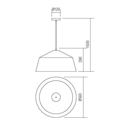 Redo 01-1102 - Suspension filaire AYLA 1xE27/42W/230V d. 56 cm doré