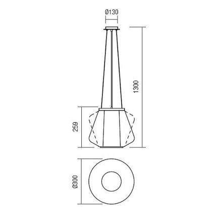 Redo 01-1139 - Lampadario a sospensione su cavo FUSION 1xE27/42W/230V Ø 30 cm cromo lucido/vetro fumé