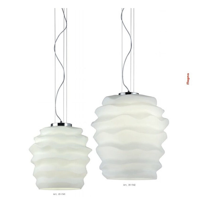 Redo 01-1141 - Suspension sur câble MAGMA 1xE27/42W/230V Ø 30 cm chrome brillant/blanc