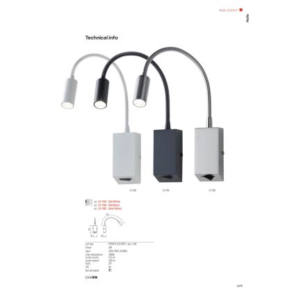 Redo 01-1194 - Flexible und kleine LED-Leuchte HELLO LED/3W/230V schwarz