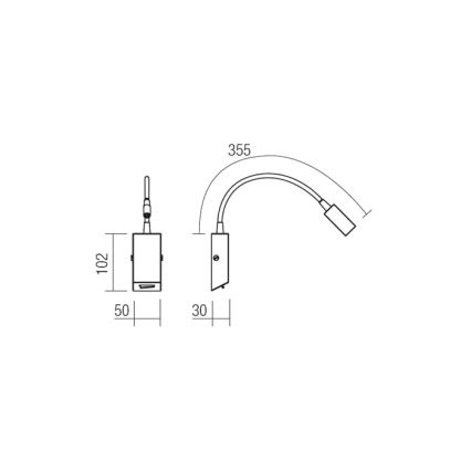 Redo 01-1194 - LED Lampada flessibile piccola HELLO LED/3W/230V nera