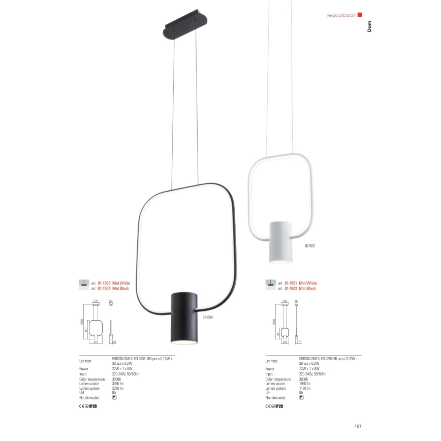 Redo 01-1226 - LED-dimmbare Tischlampe DOM LED/21W/230V weiß