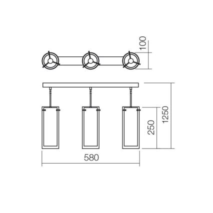 Redo 01-1257 - Pendelleuchte mit Kabel QIPAO 3x E27/42W/230V