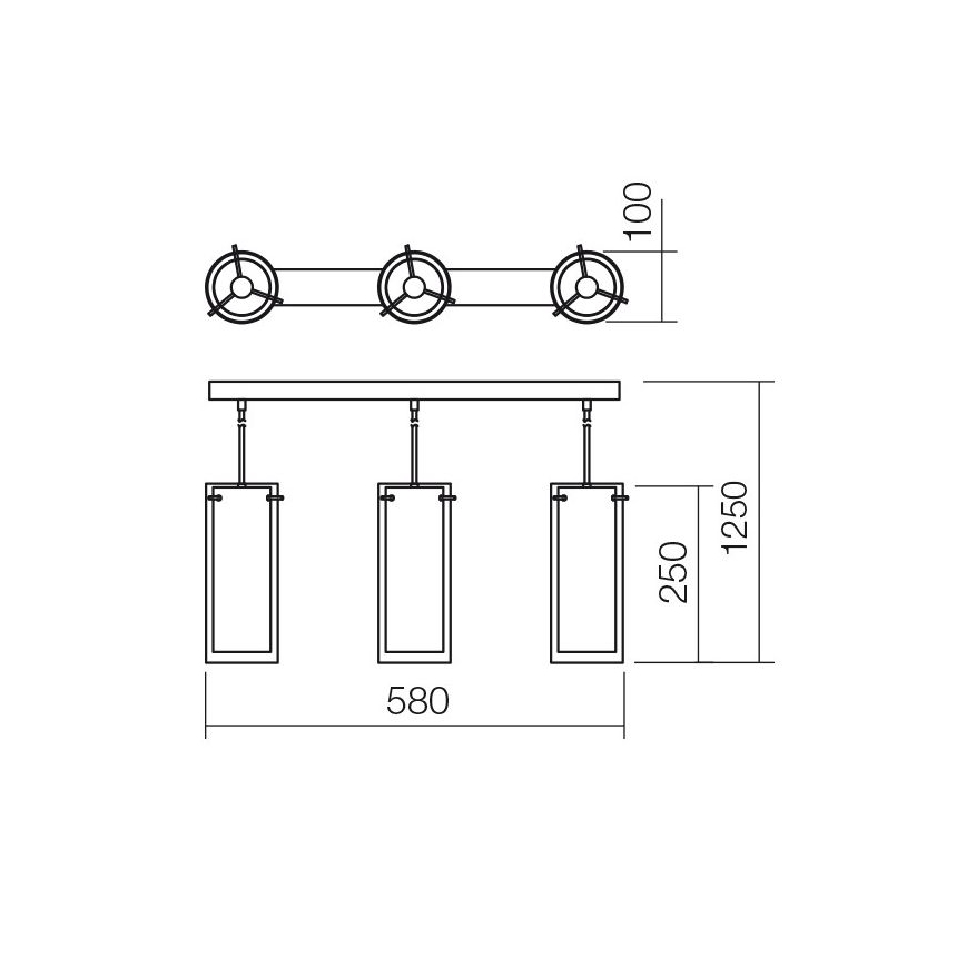 Redo 01-1257 - Pendelleuchte mit Kabel QIPAO 3x E27/42W/230V