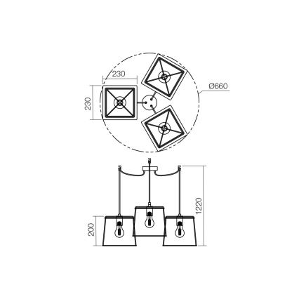 Redo 01-1265 - Lampadario a sospensione con filo SKETCH 3xE27/42W/230V ragno