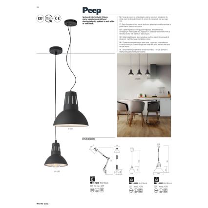 Redo 01-1282 - Lampadario a sospensione su cavo PEEP 1xE27/42W/230V Ø 34,5 cm, bianco