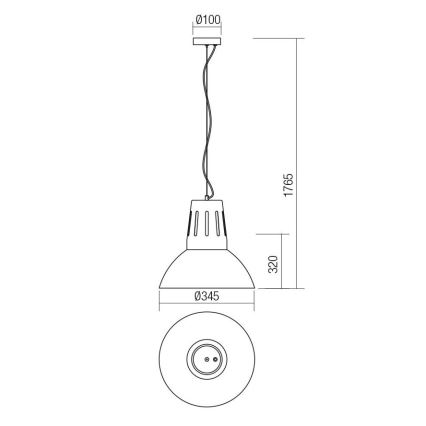 Redo 01-1282 - Lampadario a sospensione su cavo PEEP 1xE27/42W/230V Ø 34,5 cm, bianco