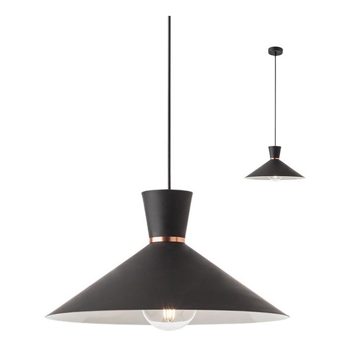 Redo 01-1462 - Lampadario a sospensione con filo KIMONO 1xE27/42W/230V diametro 39,5 cm nero