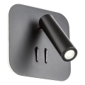 Redo 01-1492 - Lampada da parete LED QUDA LED/6W/230V + LED/3W CRI 90 USB nera