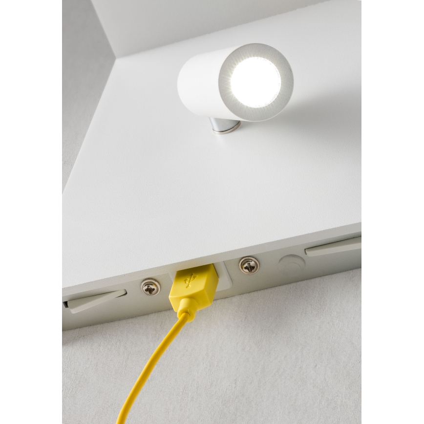 Redo 01-1499 - LED-Wandstrahler AGOS LED/6W/230V + LED/3,2W USB weiß