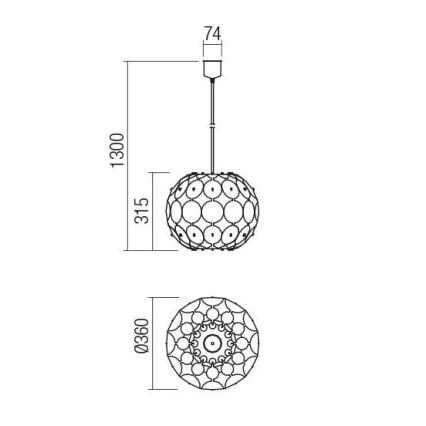 Redo 01-1508 - Lampadario a sospensione con filo ODEON 1xE27/42W/230V diametro 36 cm oro
