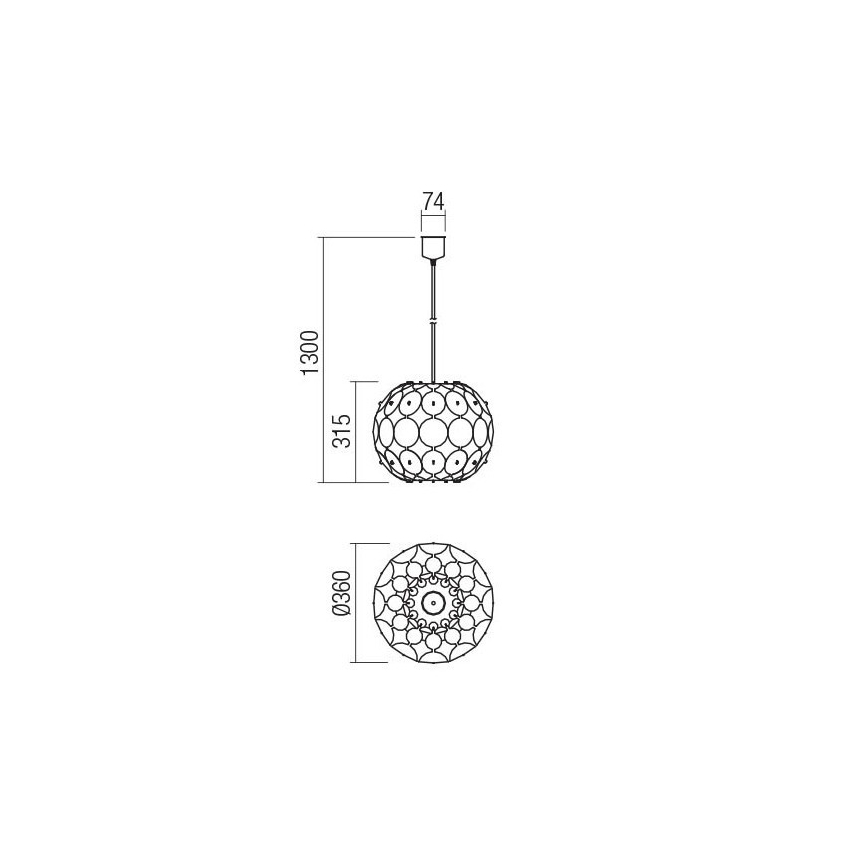 Redo 01-1508 - Lampadario a sospensione con filo ODEON 1xE27/42W/230V diametro 36 cm oro