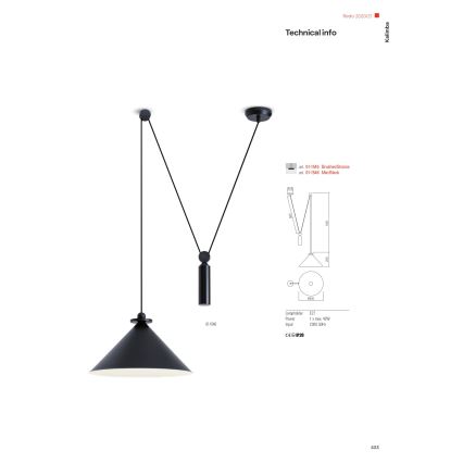Redo 01-1546 - Lampadario a sospensione con filo KALIMBA 1xE27/42W/230V diametro 42 cm ragno nero