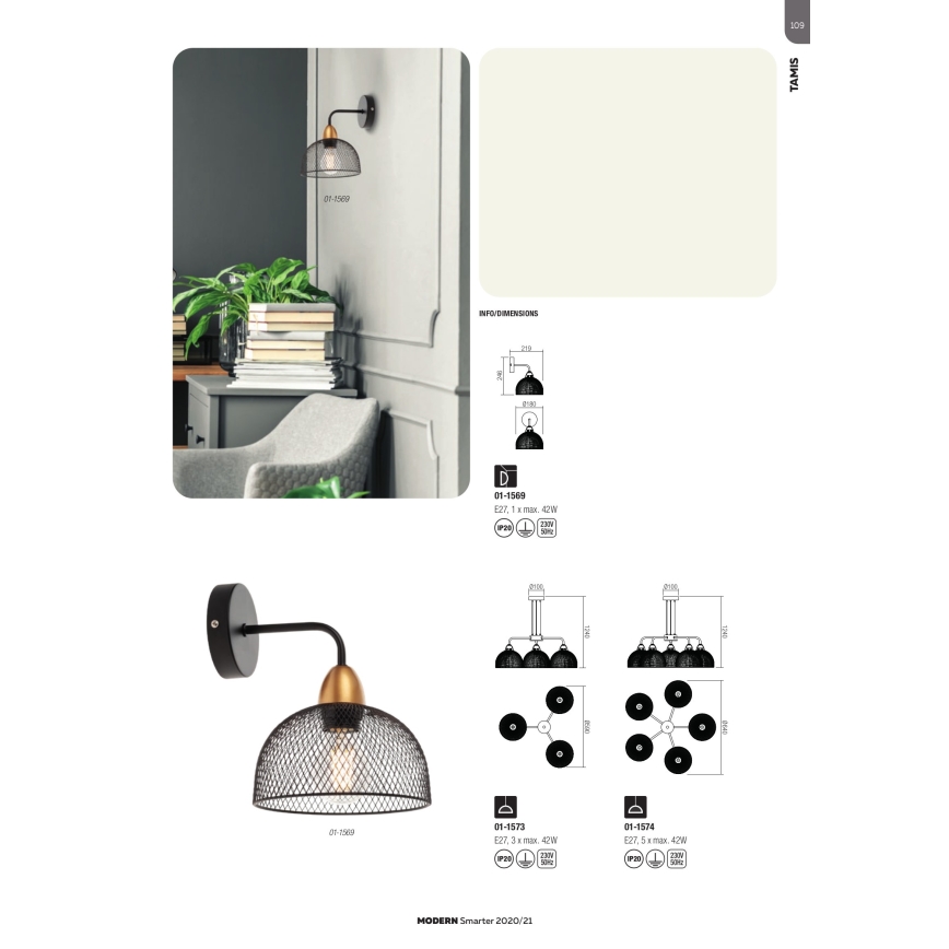 Redo 01-1573 - Suspension sur câble TAMIS 3xE27/42W/230V Ø 59 cm noire