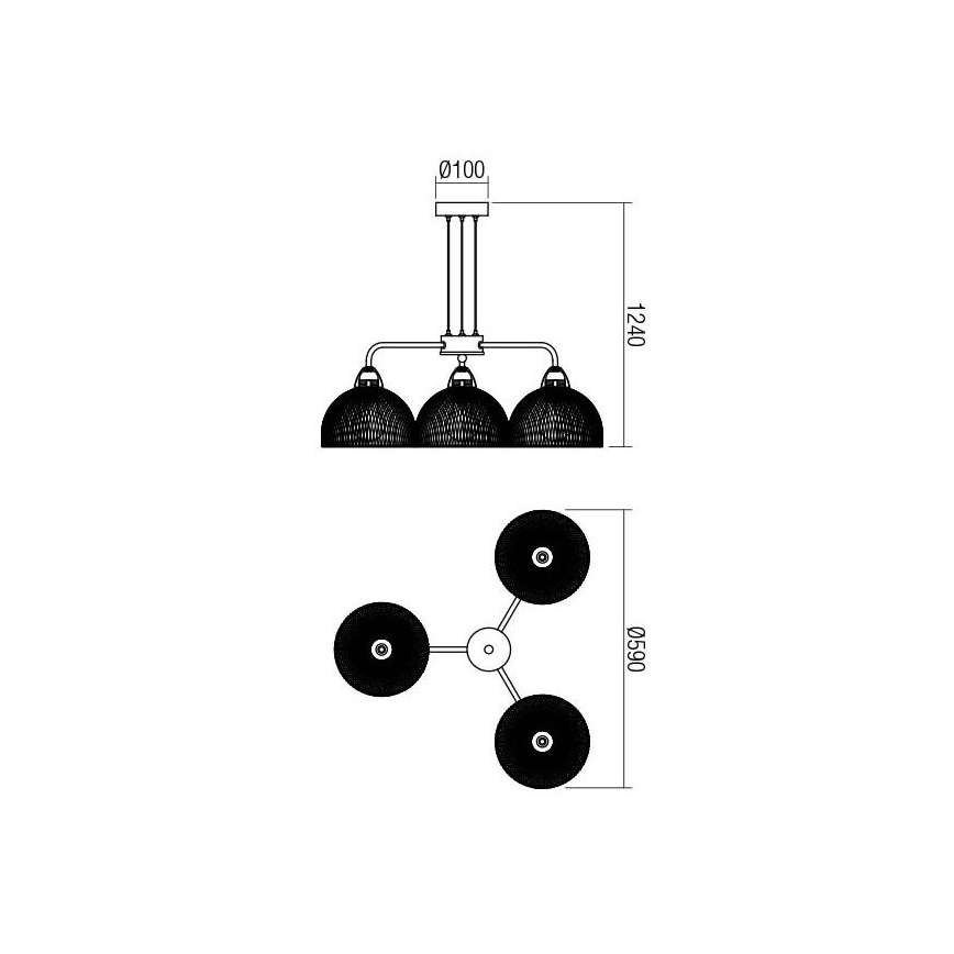 Redo 01-1573 - Suspension sur câble TAMIS 3xE27/42W/230V Ø 59 cm noire