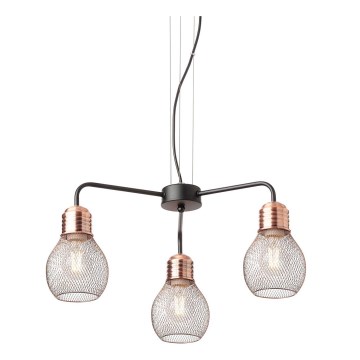 Redo 01-1579 - Lampadario sospeso con cavo EDISON 3xE27/42W/230V diam. 53 cm nero/rame