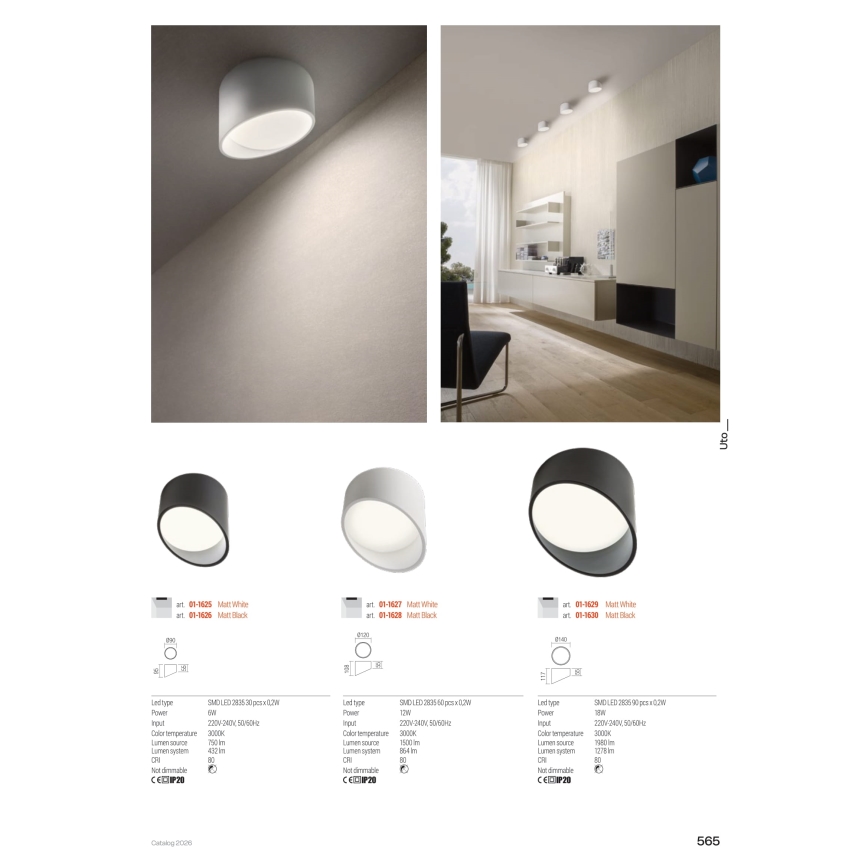 Redo 01-1628 - UTO LED-Einbaustrahler LED/12W/230V, Ø 12 cm, schwarz