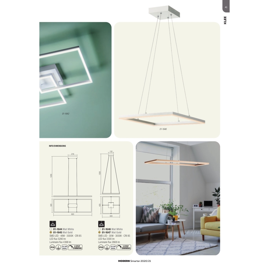 Redo 01-1645 - Suspension LED avec fil KLEE 1xLED/48W/230V