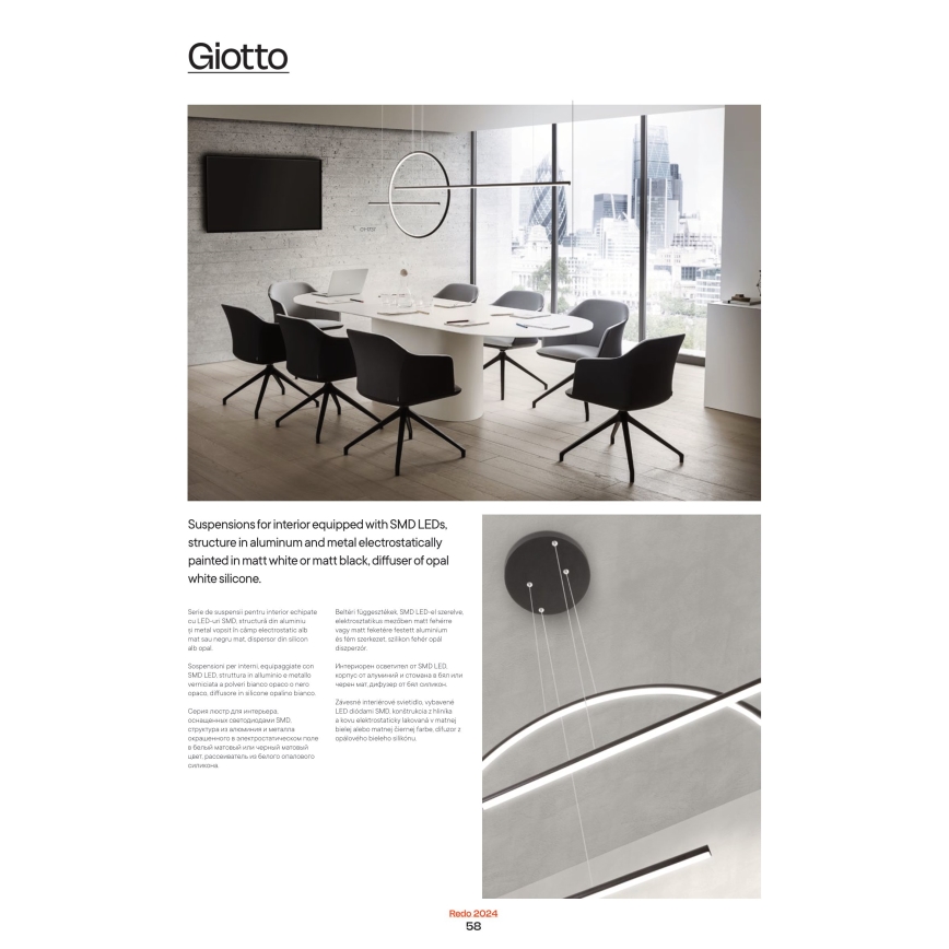Redo 01-1734 - Lampadario a sospensione con filo LED dimmerabile GIOTTO LED/46W/230V bianco