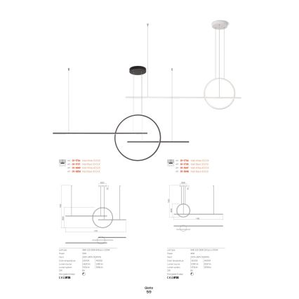 Redo 01-1734 - Lampadario a sospensione con filo LED dimmerabile GIOTTO LED/46W/230V bianco