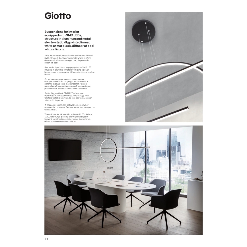 Redo 01-1735 - Lampadario a sospensione con filo LED dimmerabile GIOTTO LED/46W/230V nero