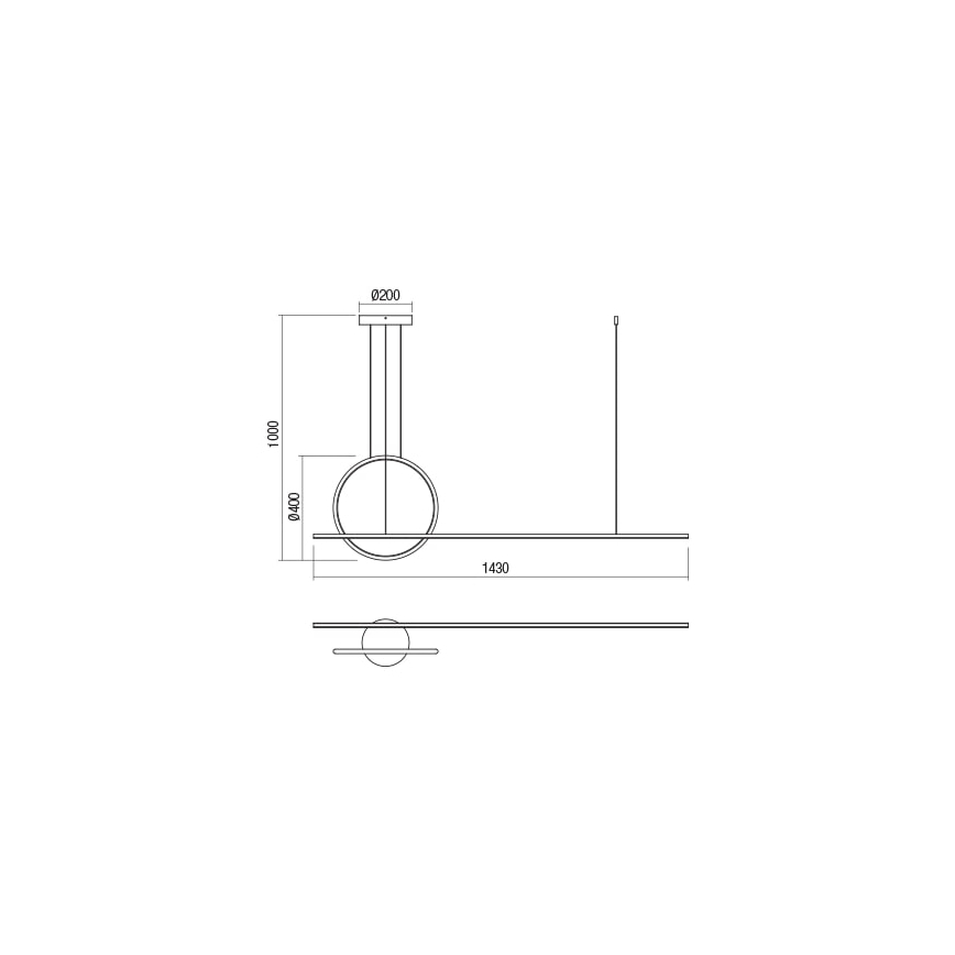 Redo 01-1735 - Lampadario a sospensione con filo LED dimmerabile GIOTTO LED/46W/230V nero