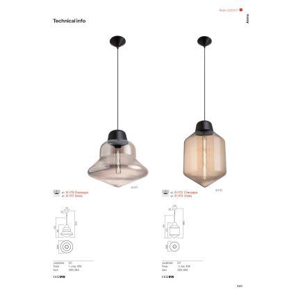 Redo 01-1771 - Hängeleuchte an Kabel AMNO 1xE27/42W/230V Ø 33 cm grau