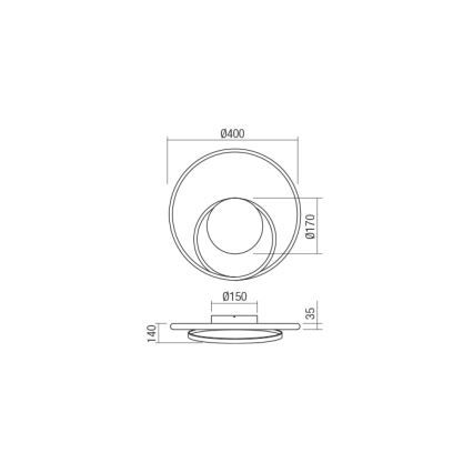 Redo 01-1790 - Applique dimmerabile a LED TORSION LED/27W/230V Ø 40 cm bronzo
