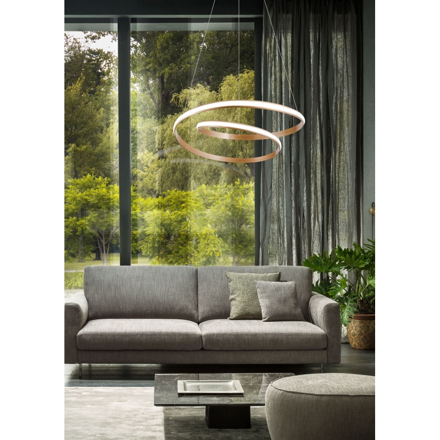 Redo 01-1794 - Lampadario a sospensione con filo LED dimmerabile TORSION LED/29W/230V diametro 55 cm bronzo