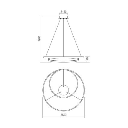 Redo 01-1794 - Lampadario a sospensione con filo LED dimmerabile TORSION LED/29W/230V diametro 55 cm bronzo