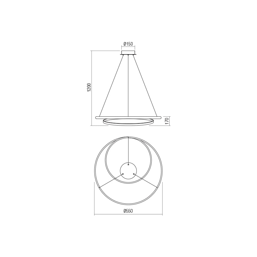 Redo 01-1794 - Lampadario a sospensione con filo LED dimmerabile TORSION LED/29W/230V diametro 55 cm bronzo