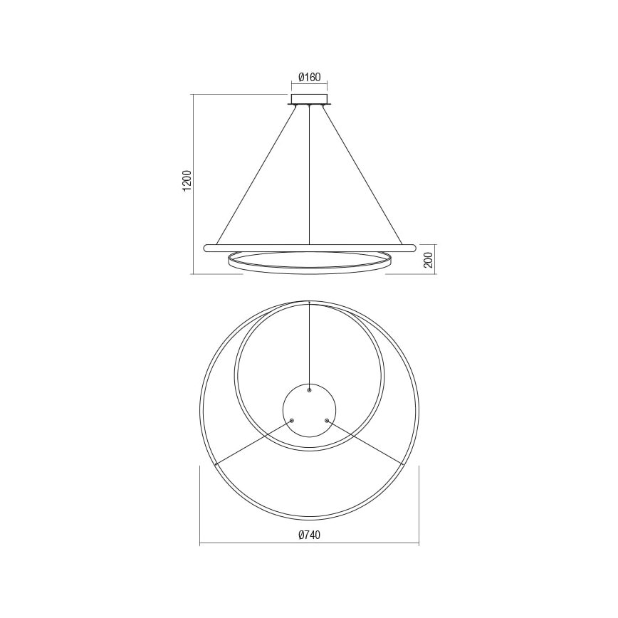 Redo 01-1796 - Lampadario LED a cavo TORSION LED/40W/230V diam. 74 cm bronzo