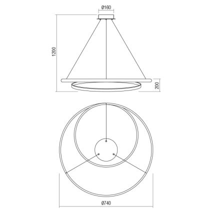 Redo 01-1796 - Suspension sur câble TORSION LED/40W/230V Ø 74 cm bronze