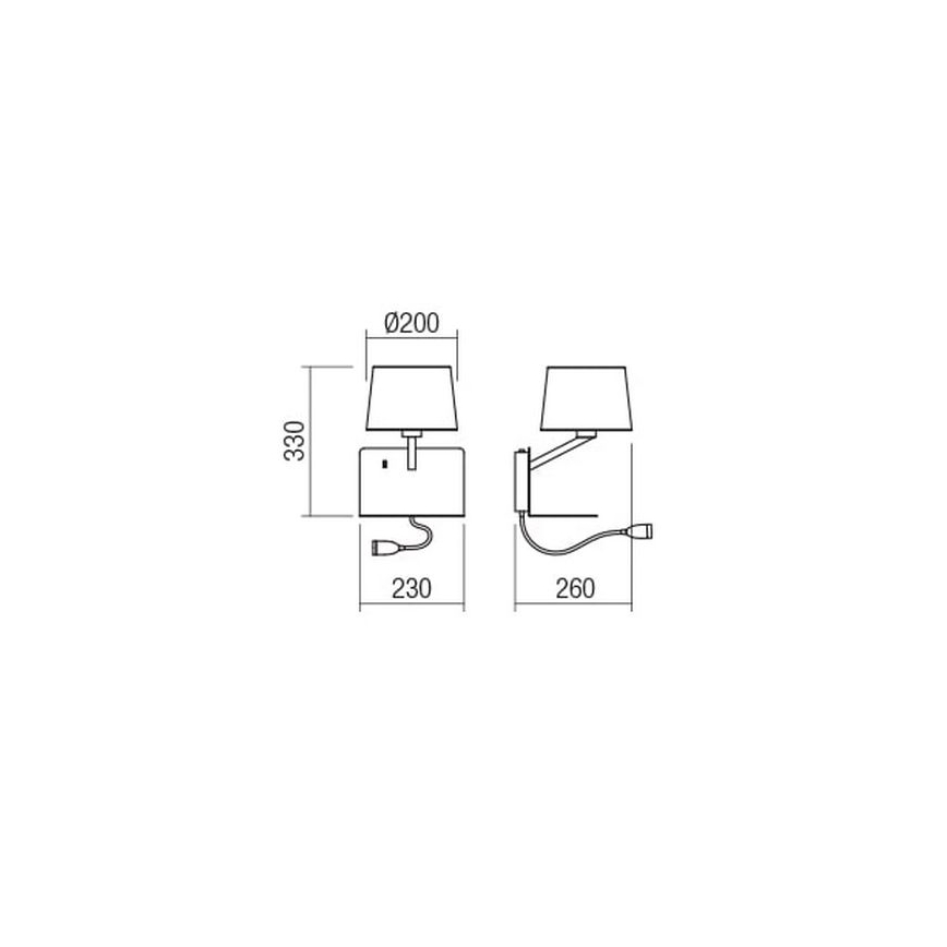 Redo 01-1807 - Applique a LED con un flexible piccolo lampada TOMO 1xE27/42W/230V + LED/3W/230V bianco