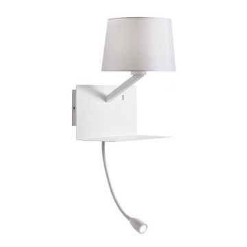 Redo 01-1807 - LED-Wandleuchte mit flexibler Leselampe TOMO 1xE27/42W/230V + LED/3W/230V weiß