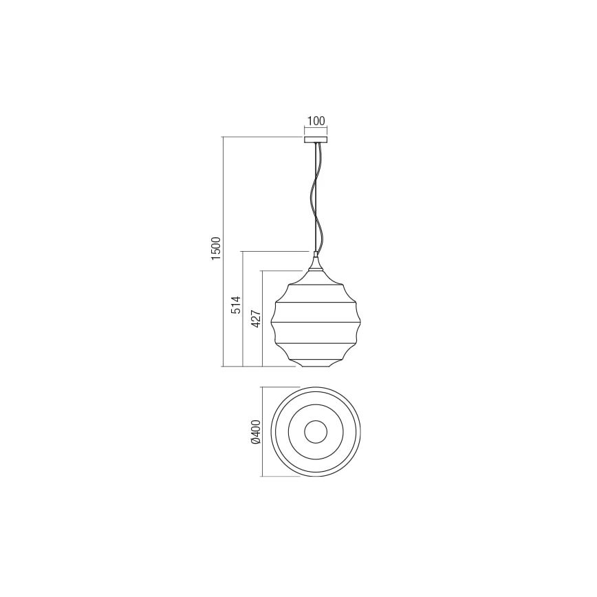 Redo 01-1845 - Hängeleuchte SLAG 1xE27/42W/230V d 40 cm grau