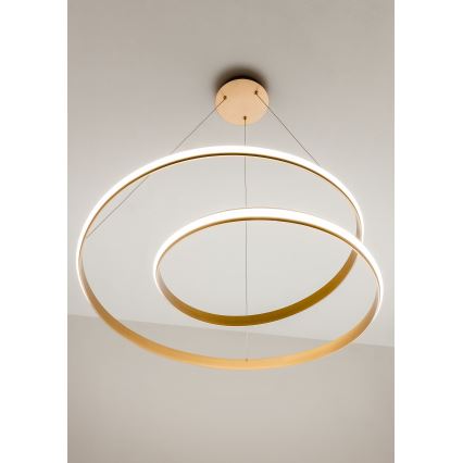Redo 01-1889 - LED-dimmbarer Pendelleuchter an Drahtseil TORSION LED/29W/230V Ø 55 cm bronzefarben