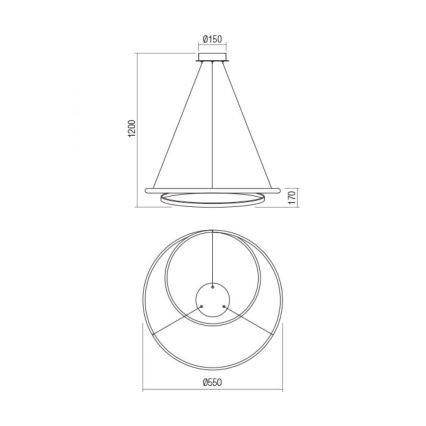 Redo 01-1889 - Lampadario dimmerabile a cavo LED TORSION LED/29W/230V 4000K diam. 55 cm bronzato