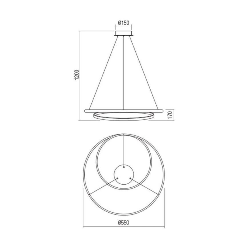 Redo 01-1889 - Lampadario dimmerabile a cavo LED TORSION LED/29W/230V 4000K diam. 55 cm bronzato