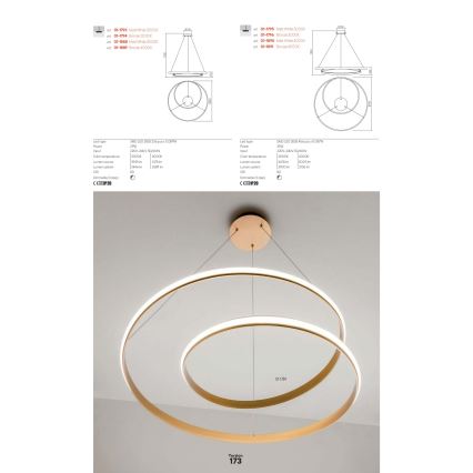 Redo 01-1891 - LED-dimmbare Hängeleuchte an Seil TORSION LED/35W/230V Ø 75 cm bronzefarben