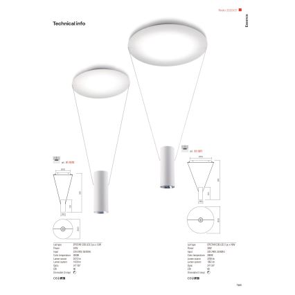 Redo 01-1970 - Lampadario a sospensione con filo LED dimmerabile ESSENCE LED/24W/230V CRI 90 3000K bianco