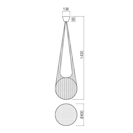 Redo 01-1974 - LED-Pendelleuchte ALLURIA an Kabel, 1xE27/10W/230V, Ø 40 cm