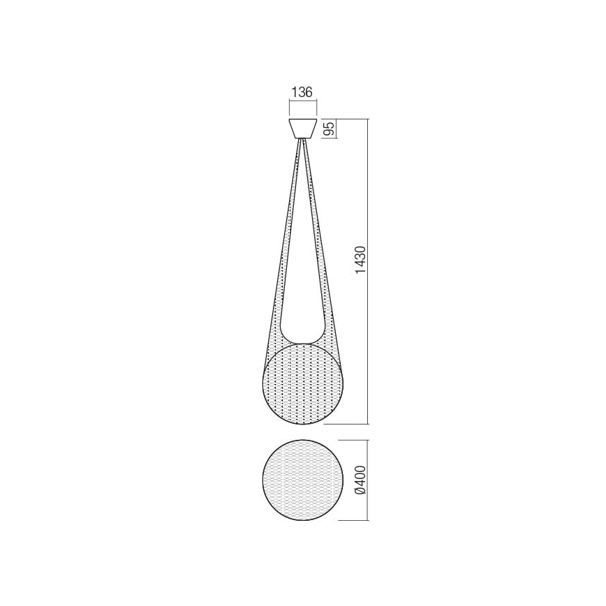 Redo 01-1974 - LED-Pendelleuchte ALLURIA an Kabel, 1xE27/10W/230V, Ø 40 cm