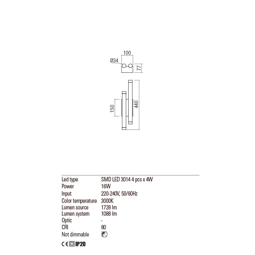 Redo 01-2034 - LED-Wandbeleuchtung MADISON 4xLED/4W/230V kupfern