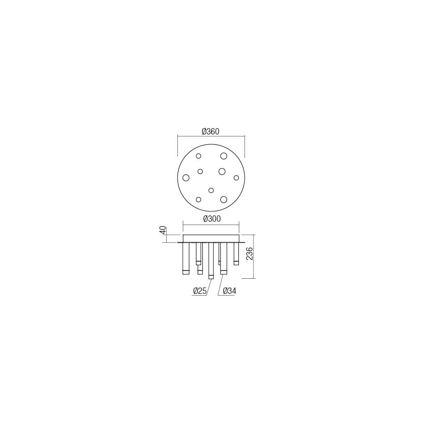 Redo 01-2042 - Plafonnier MADISON 9xLED/4W/230V chrome brillant/noir/cuivre