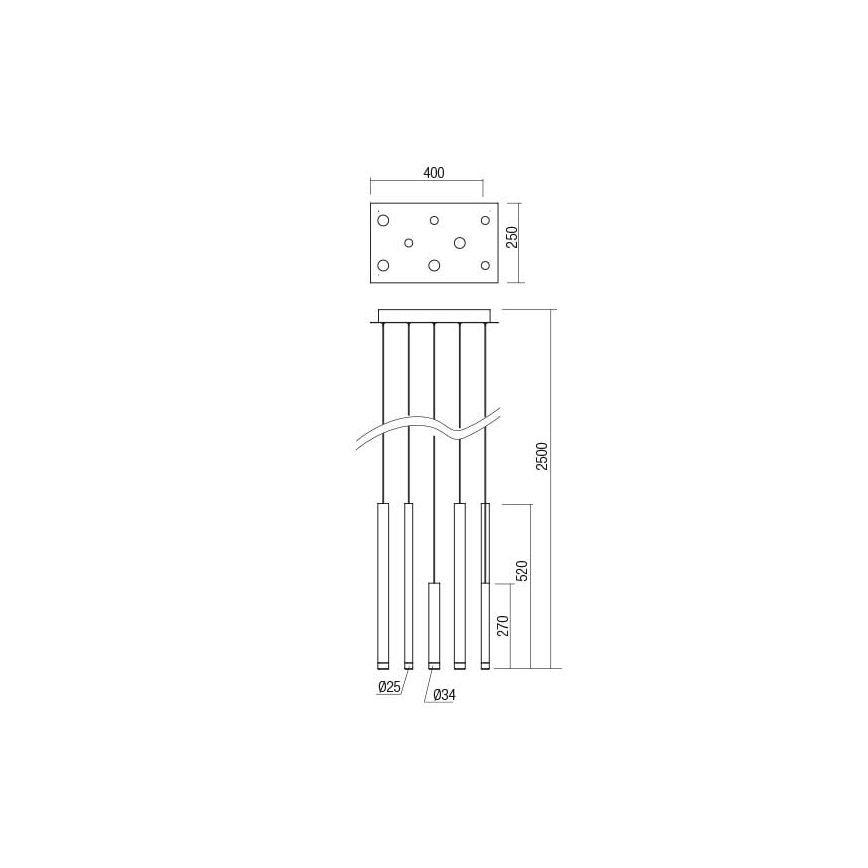 Redo 01-2046 - Suspension filaire MADISON 8xLED/4W/230V doré