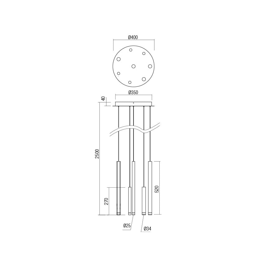 Redo 01-2053 - Lampadario LED a sospensione con filo MADISON 8xLED/4W/230V cromo lucido/nero/rame